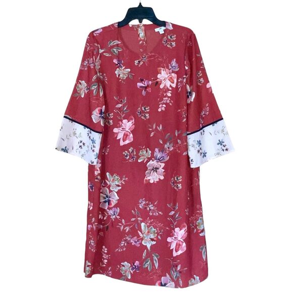 J. Jill Dress Shift Floral Wide Sleeve Modest Colorblock - Picture 2 of 7